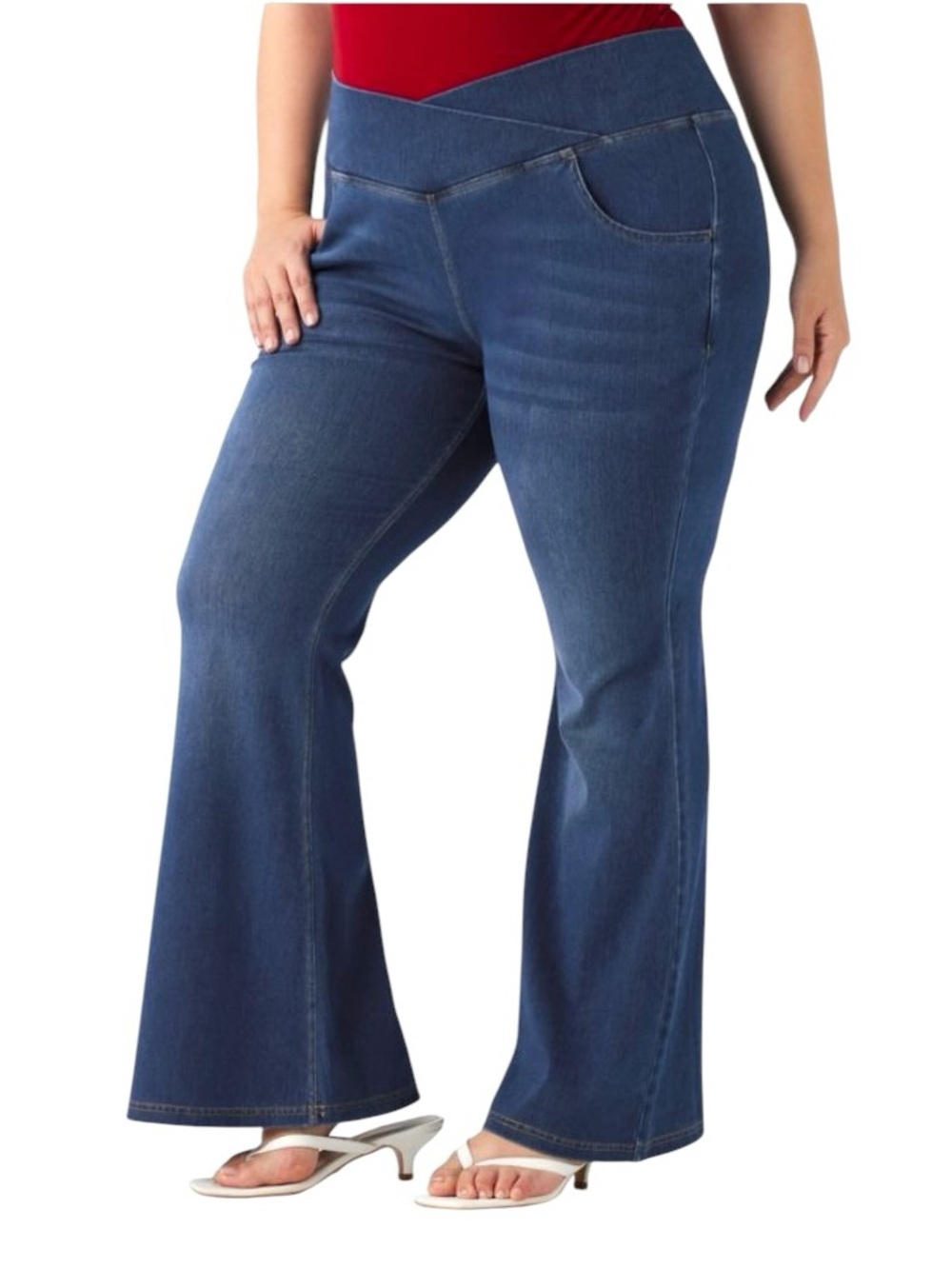 Halara Flex™ High Waisted Crossover Pocket Washed Casual Plus Size Jeans 2X